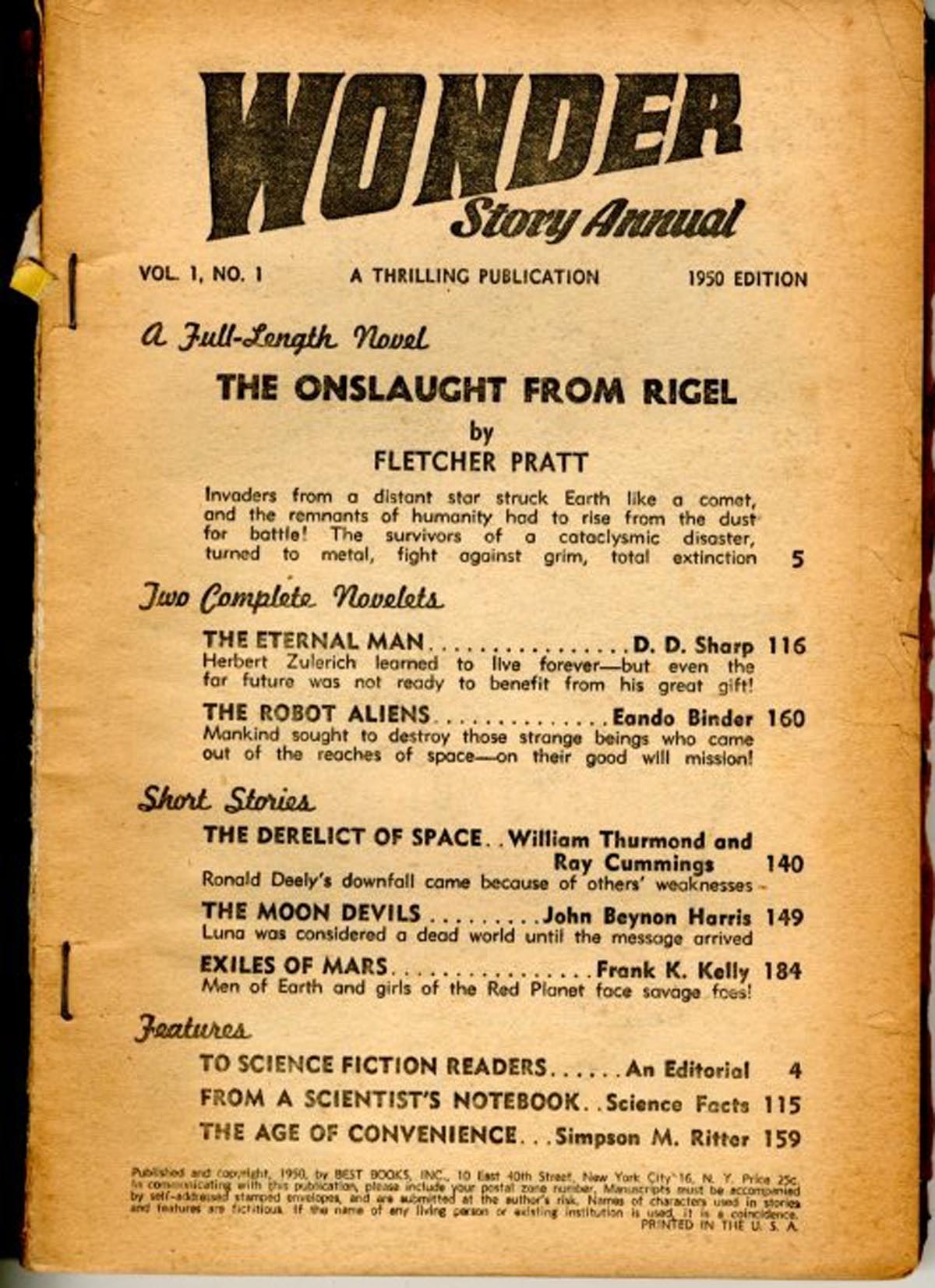 Wonder Story Annual   Pulp. Vol 1 - Primary