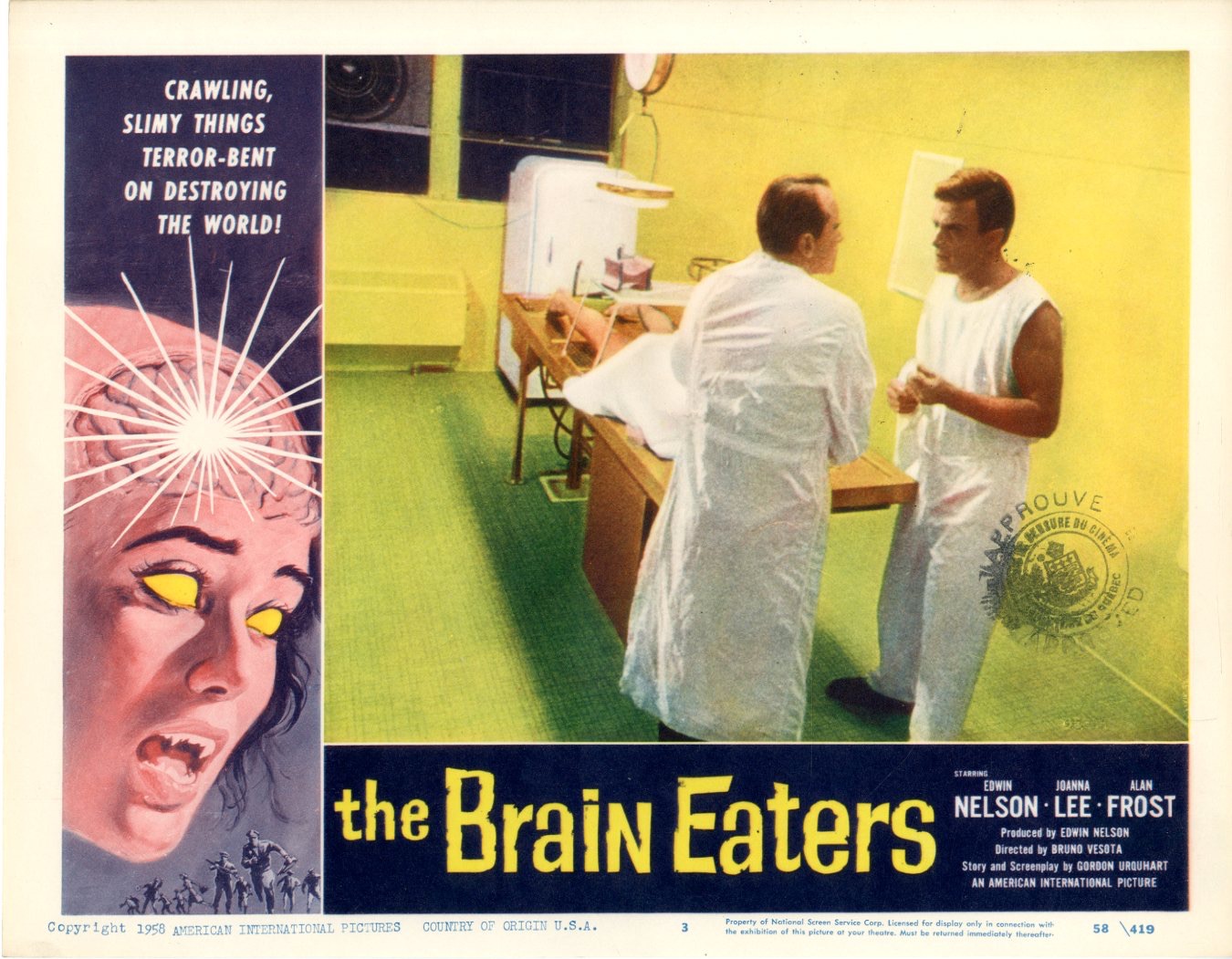Brain Eaters  Lobby  1958  8 Lobby Card Set - 9849