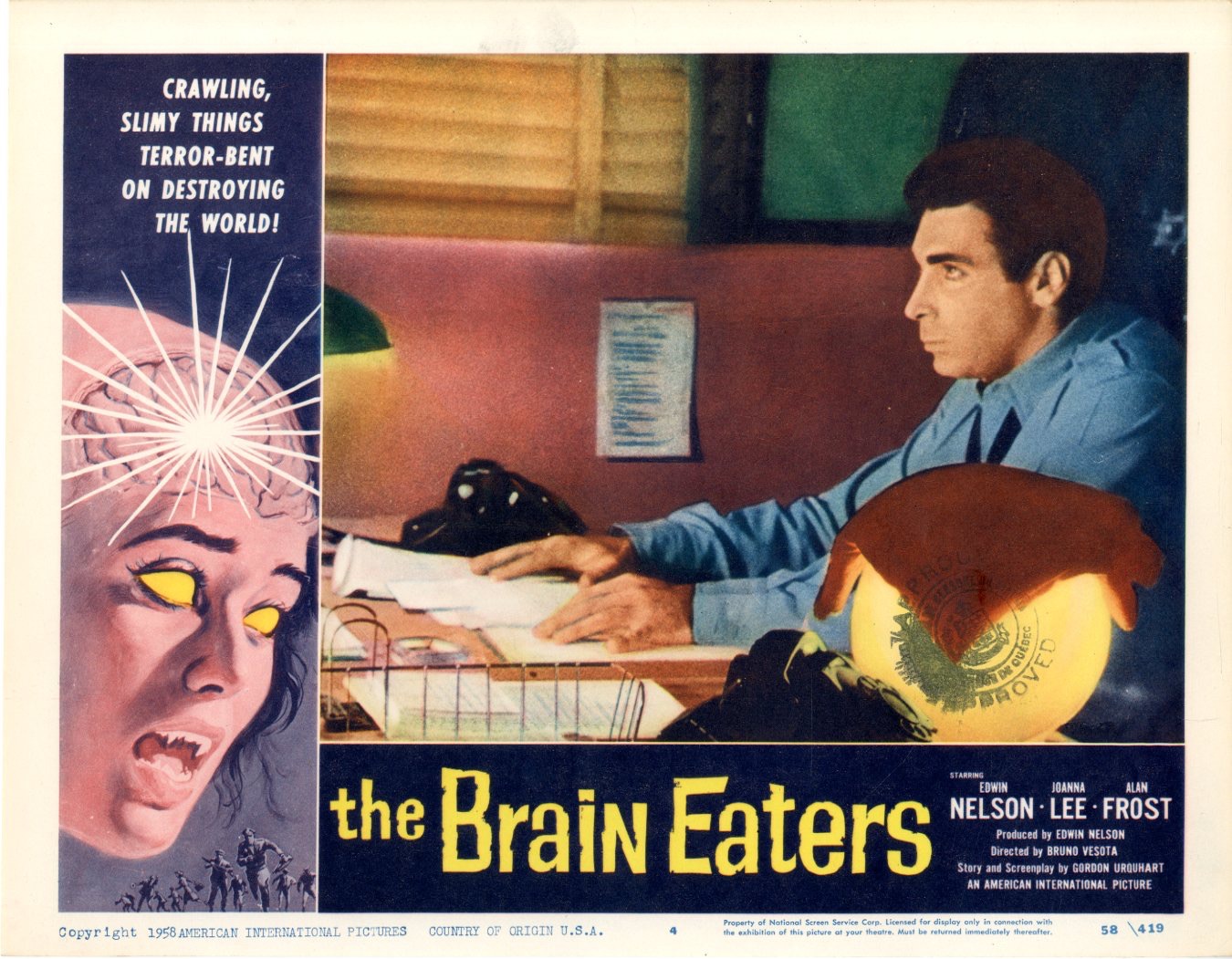 Brain Eaters  Lobby  1958  8 Lobby Card Set - 9850
