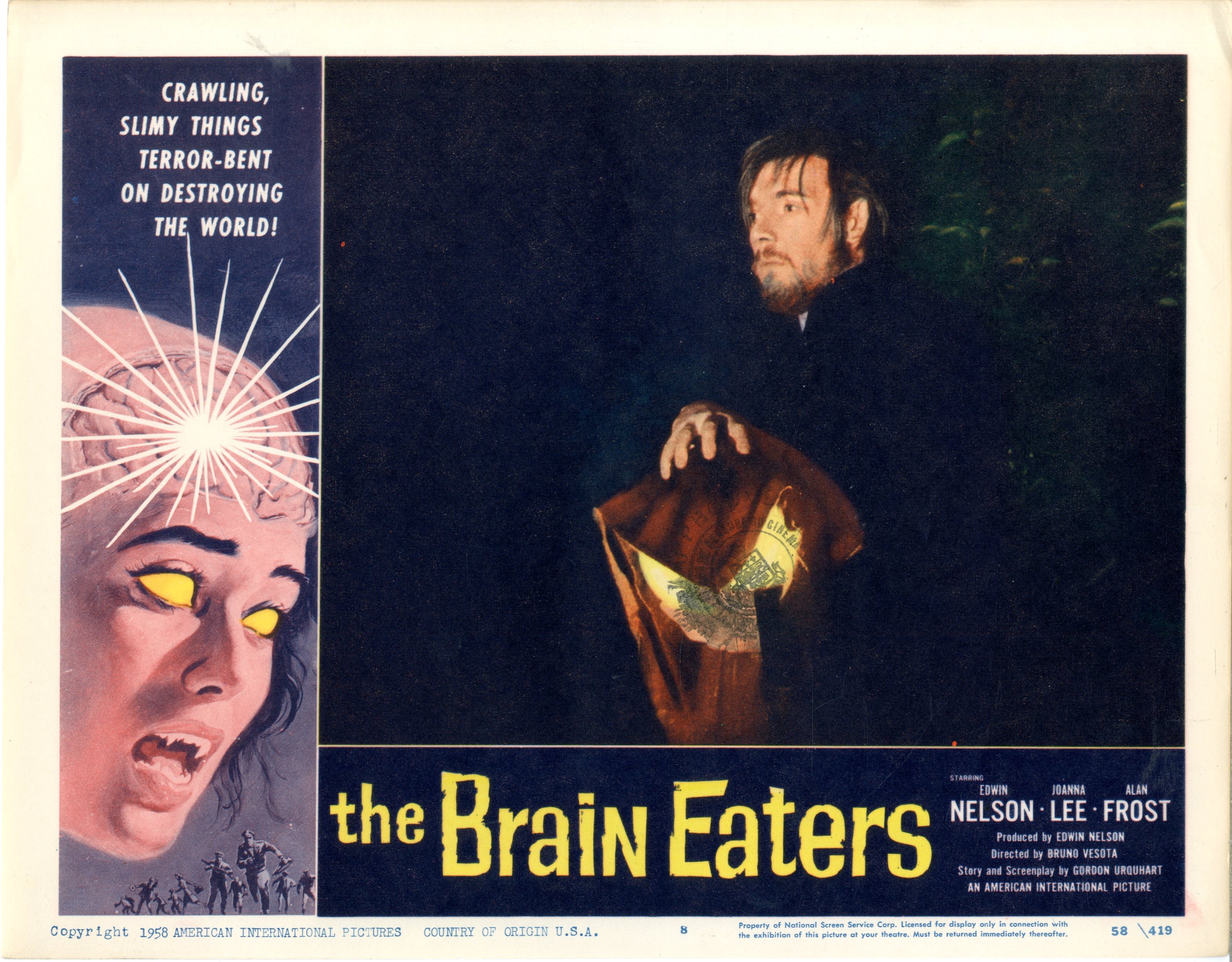 Brain Eaters  Lobby  1958  8 Lobby Card Set - 9854