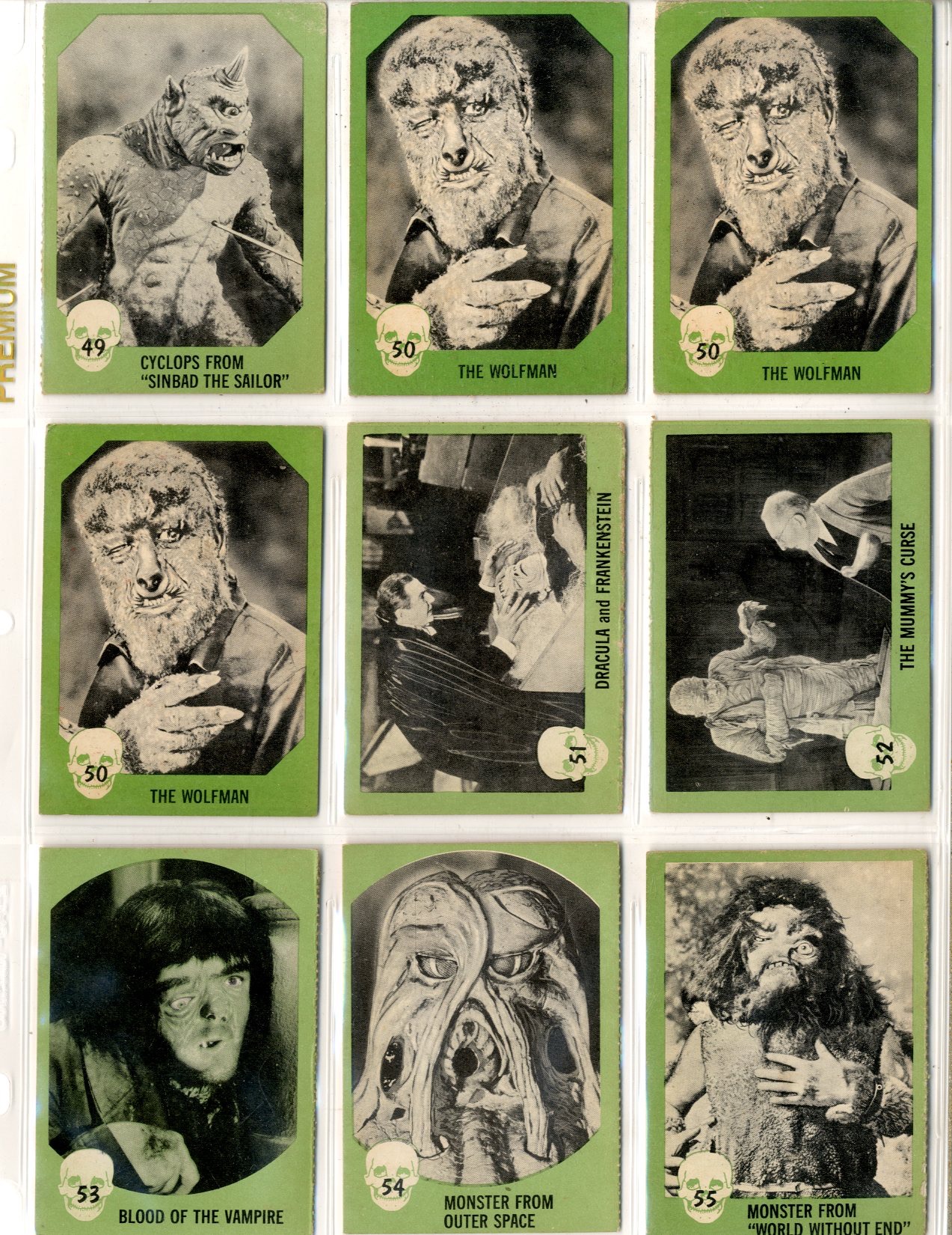 Horror Monster Series Trading Cards 1961 - 15261