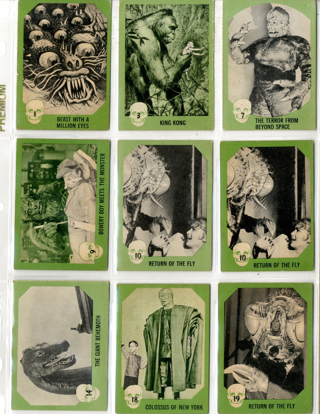 Horror Monster Series Trading Cards 1961 - Primary